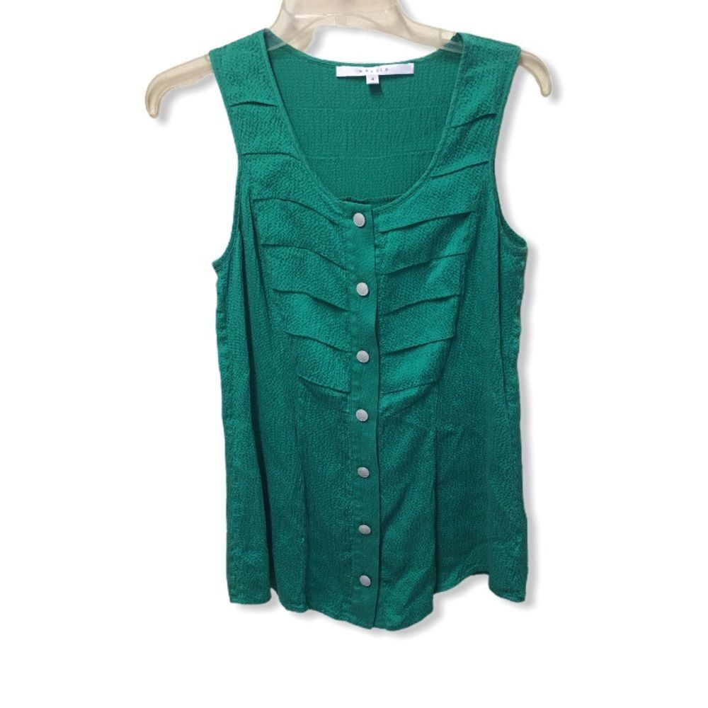Walter (Baker) Sleeveless 100% Silk Top Green Size 4